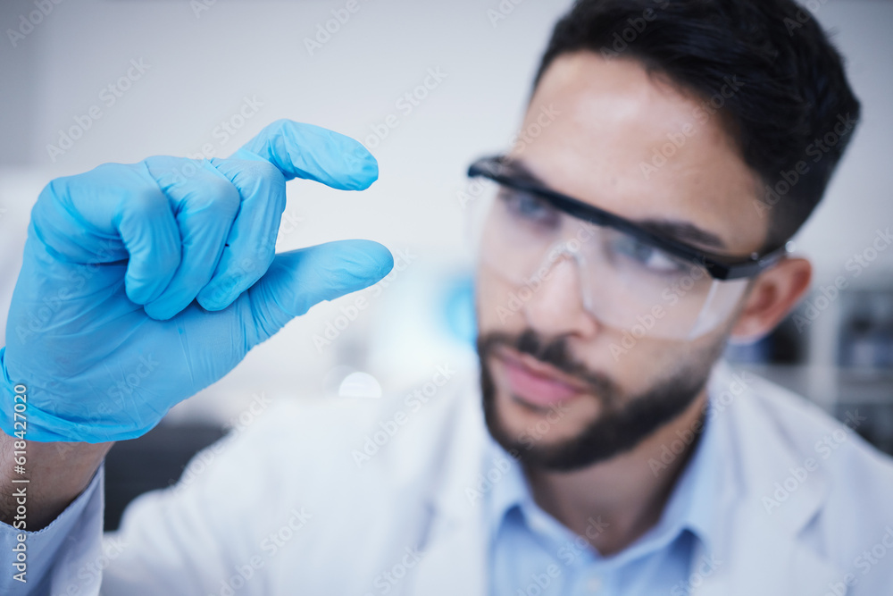 Laboratory, man or hand of scientist with small size for research, assessment or experiment innovation. Healthcare, science blur or biologist with little scale gesture for future development results Laboratory, man or hand of scientist with small size for research, assessment or experiment innovation. Healthcare, science blur or biologist with little scale gesture for future development results