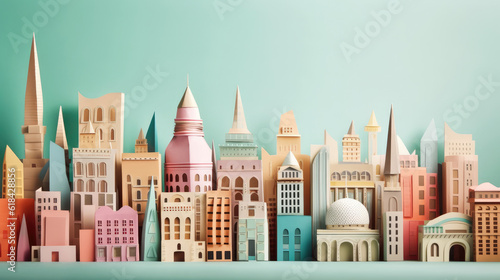Origami Paper Art of City and Building parliament created with Generative AI Technology