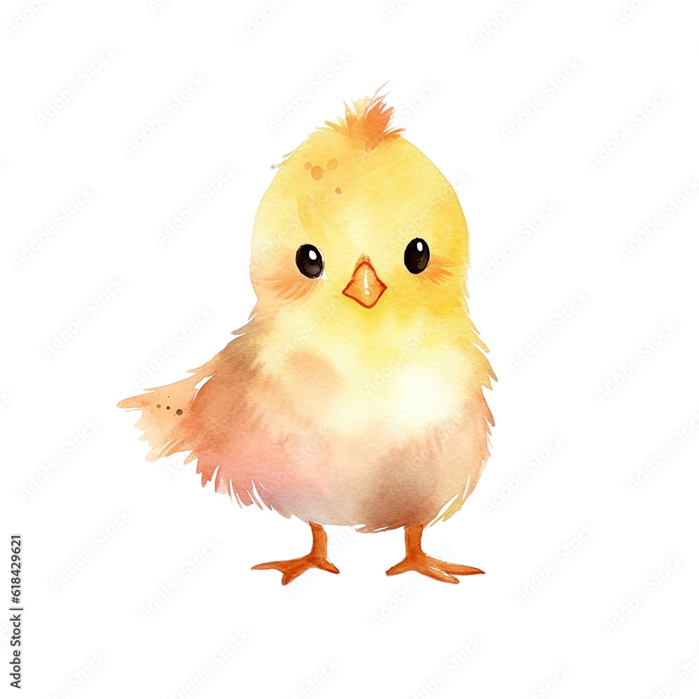 Little Chick Farm Animal - Cute Hand Painted Style - Childish Watercolor Drawing - Fairy Tale Fantasy - Generative AI Little Chick Farm Animal - Cute Hand Painted Style - Childish Watercolor Drawing - Fairy Tale Fantasy - Generative AI