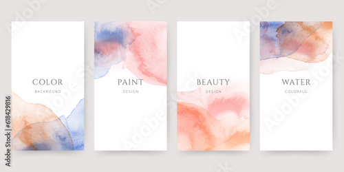 Abstract watercolor templates with imitation petals for card, invitation, cover or social media. © Helga