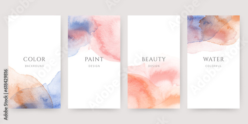 Abstract watercolor templates with imitation petals for card, invitation, cover or social media.