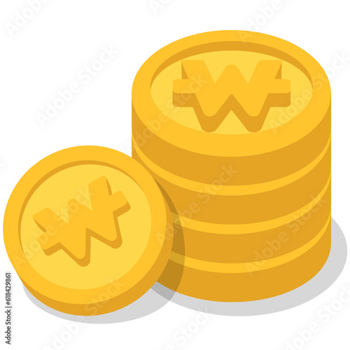 gold coin with won sign