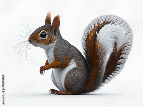 squirrel isolated in a white background, generative Ai, 