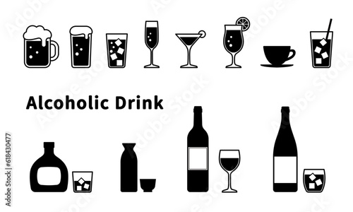 アルコールドリンクのアイコンセット_Alcoholic drink icon set © PAGE
