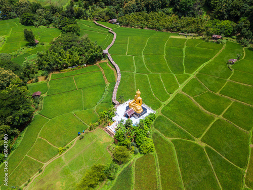 the Big Buddha of the Wat Khuha in the country side of Ban Nakhuha near the city of Phrae in the north of Thailand.