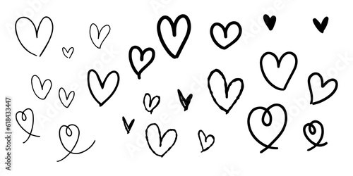 手書きのハートセット　黒