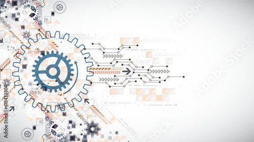 Abstract  technological background  with cogwheels and plexus effect.