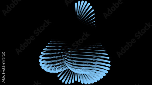 Volume bubble swelling as mountain. Spherical protrusion. distorted surface. Deflating inflating cosmic substance. Spherical distortion oval bumps. Dots particle points globe surface. Big data flow.