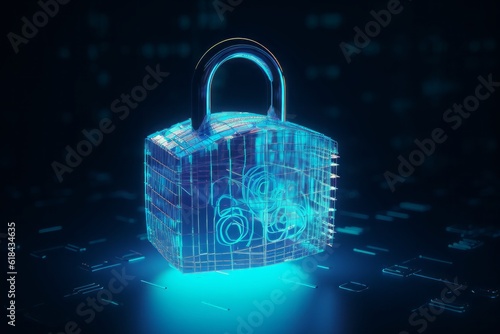 binary code lock, Unlocking the Digital Fort: CGI Image of a Padlock Transformed into a Cryptic Circuitry Artwork, Evoking the Aesthetics of Cryptid Academia