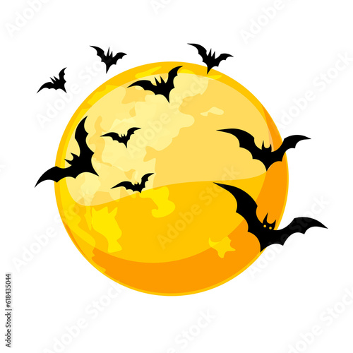 Full moon and bats for greeting card. Halloween illustration