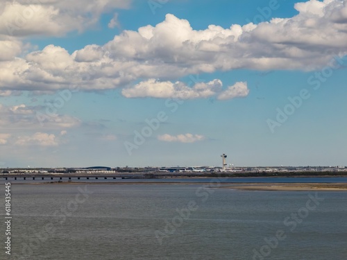 Aerial view of John F. Kennedy International Airport from Brooklyn, New York photo