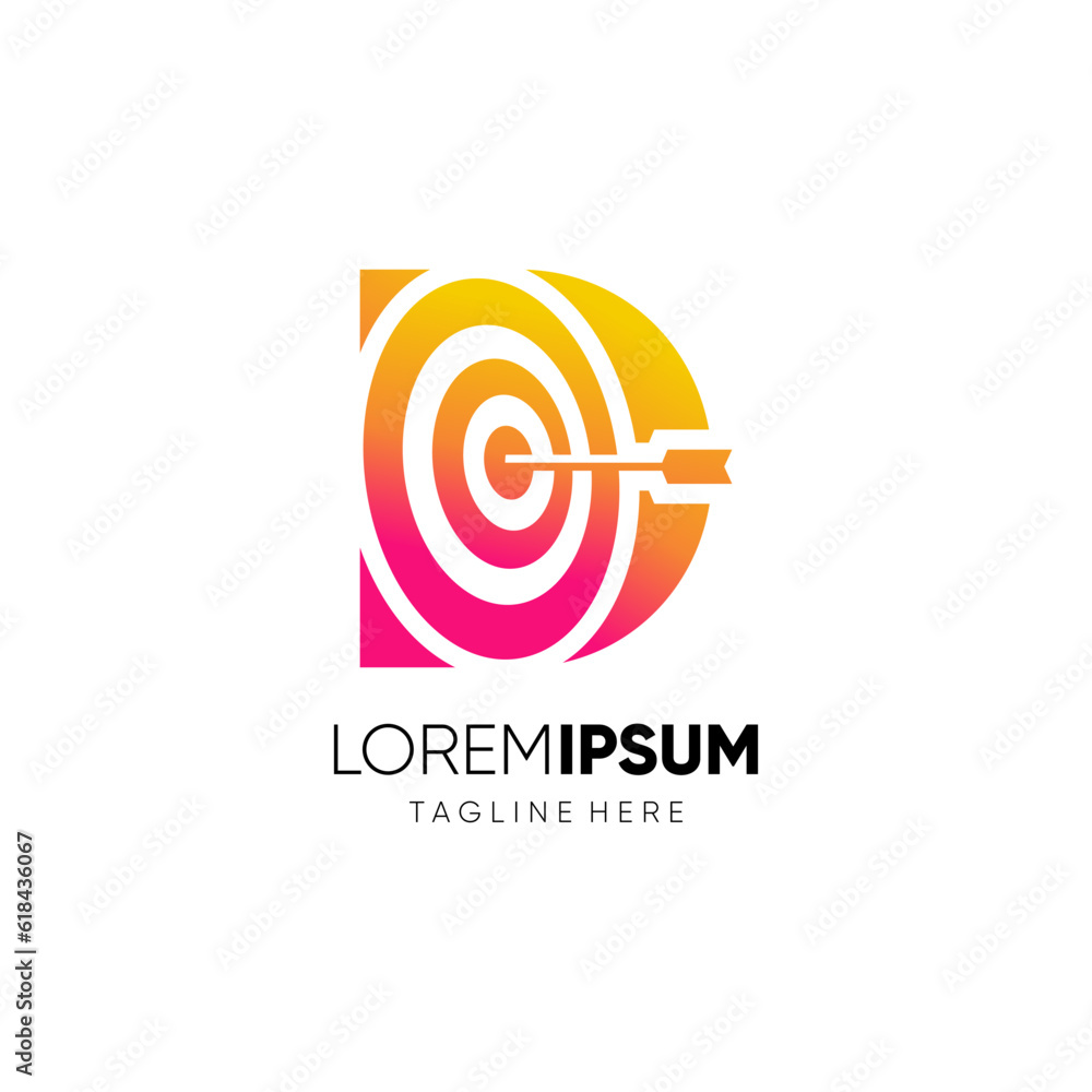 Letter D Target Initial Logo Design Vector Icon Graphic Emblem Illustration Letter D Target Initial Logo Design Vector Icon Graphic Emblem Illustration