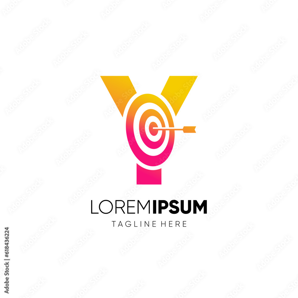 Letter Y Target Initial Logo Design Vector Icon Graphic Emblem Illustration