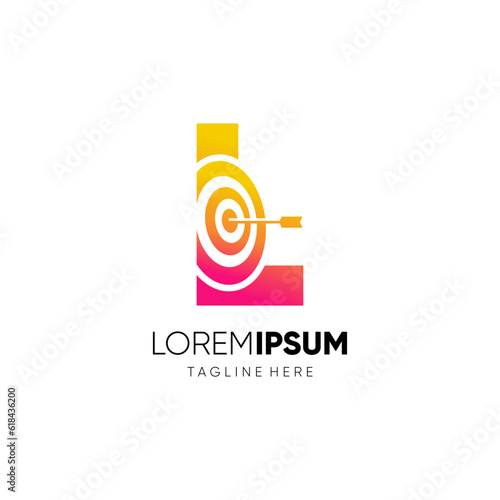 Letter L Target Initial Logo Design Vector Icon Graphic Emblem Illustration