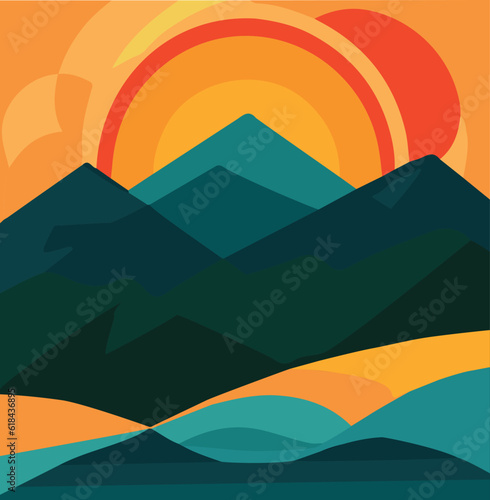 Digital render of a beautiful sunset sky over mountains © Clara Natoli/Wirestock Creators