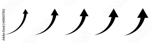 Arrows up. Curved arrow icon. Arrow pointer icon. Set of arrows. Black arrow icons. Vector illustration.