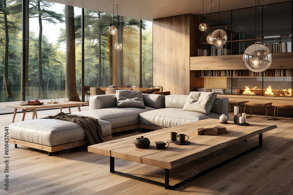 Modern living room professionally designed. open concept. Minimalist. Generative AI Modern living room professionally designed. open concept. Minimalist. Generative AI