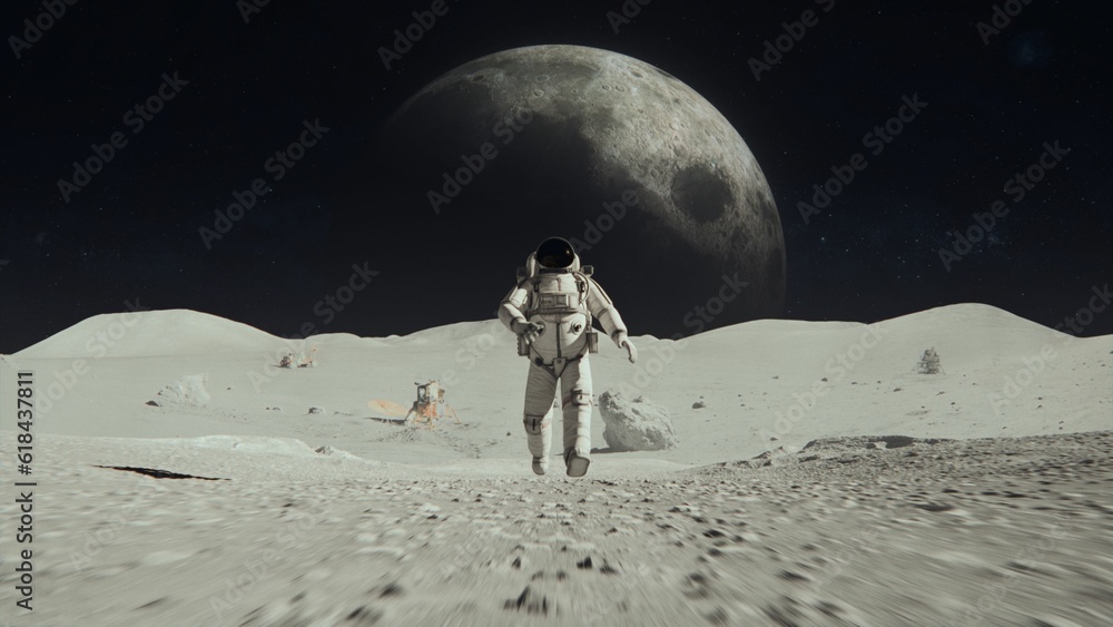 AI generated illustration of an astronaut in a space suit running on ...