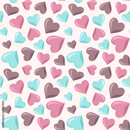 Seamless pattern with hearts, decorative vector background, textile print, wallpaper, decoration.