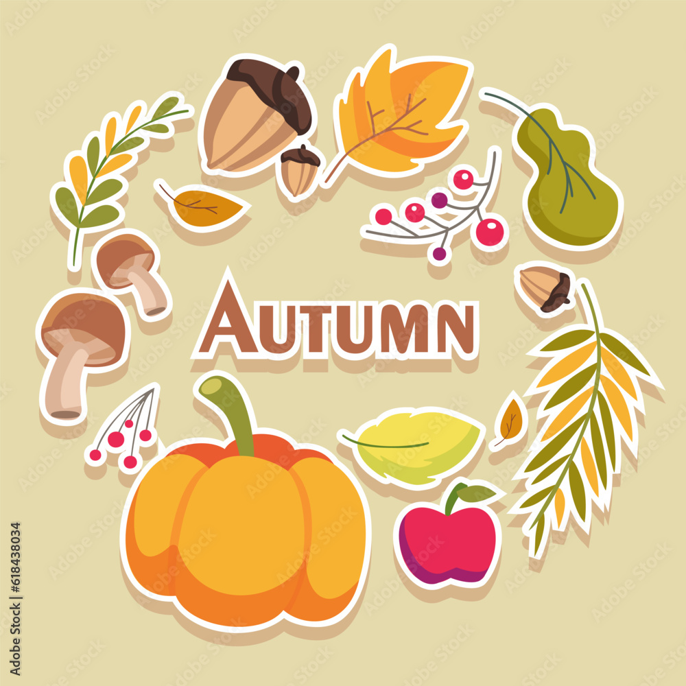 Set of seasonal food and drinks Set of seasonal food and drinks