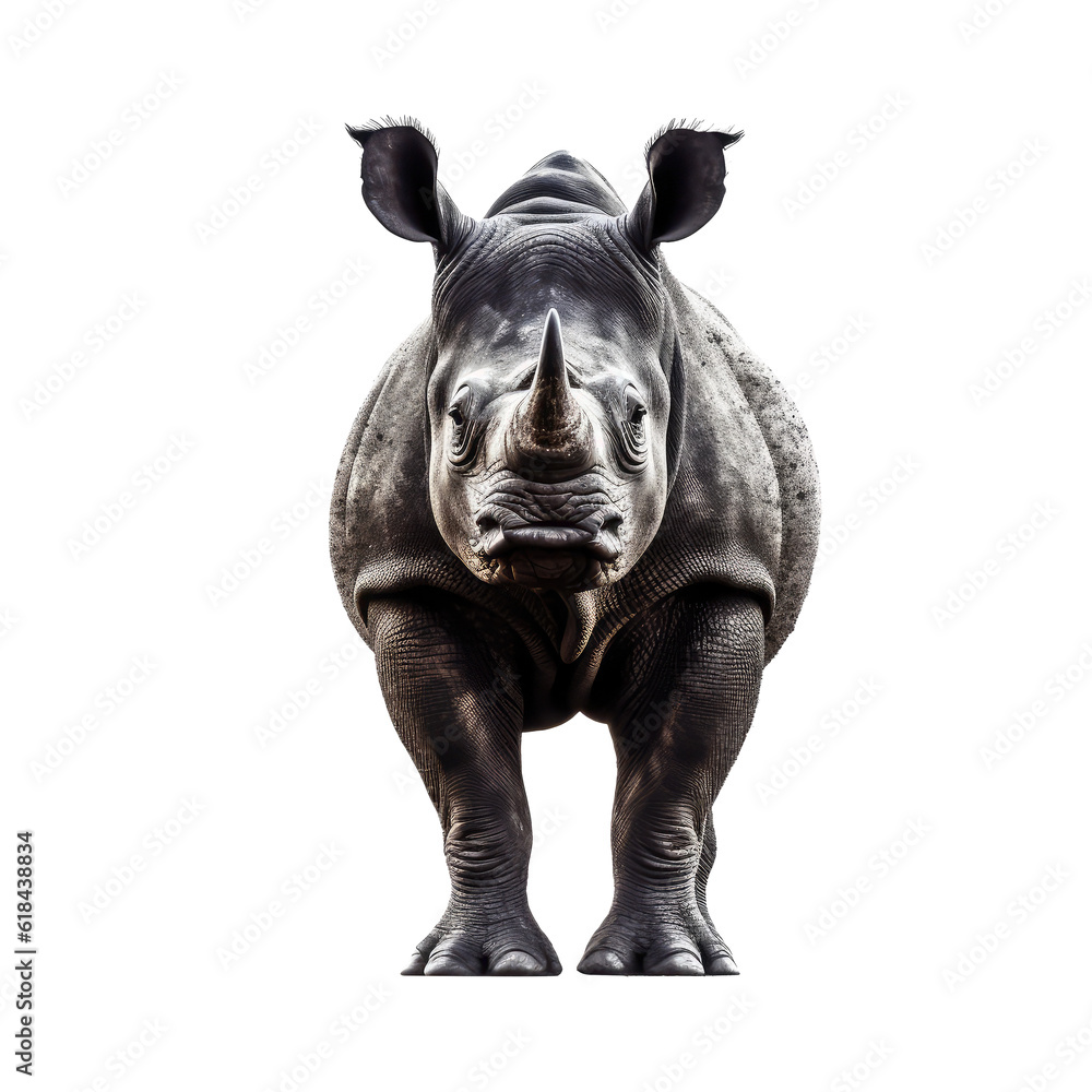Fototapeta premium Beautiful rhino looking isolated on white
