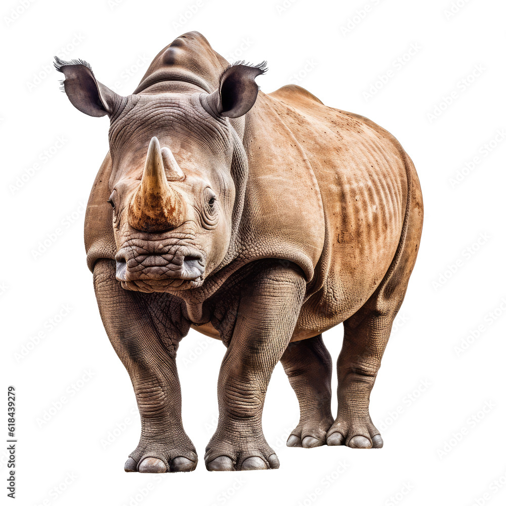 Fototapeta premium Beautiful rhino looking isolated on white