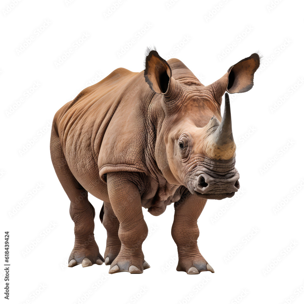 Fototapeta premium Beautiful rhino looking isolated on white