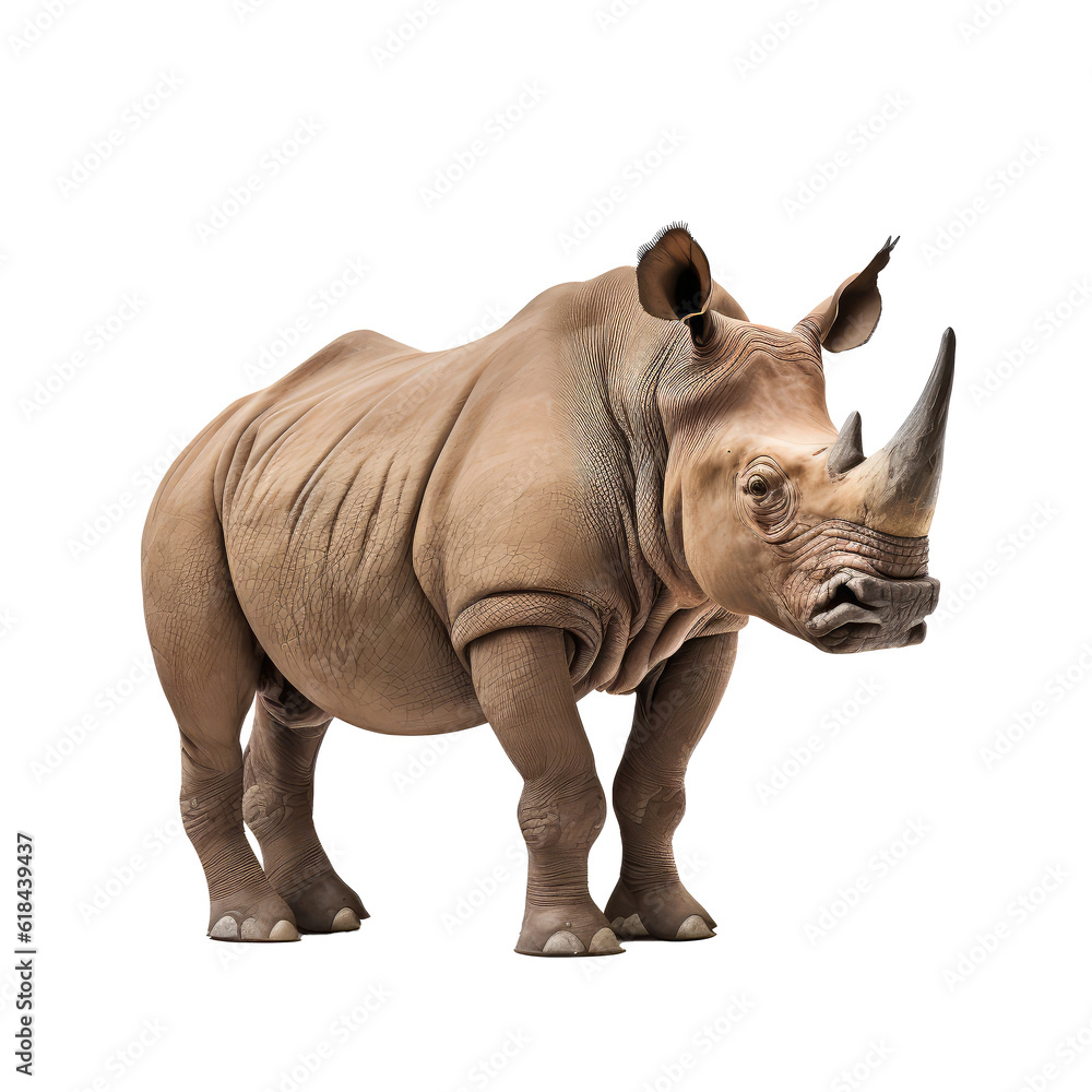 Fototapeta premium Beautiful rhino looking isolated on white