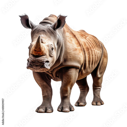 Beautiful rhino looking isolated on white