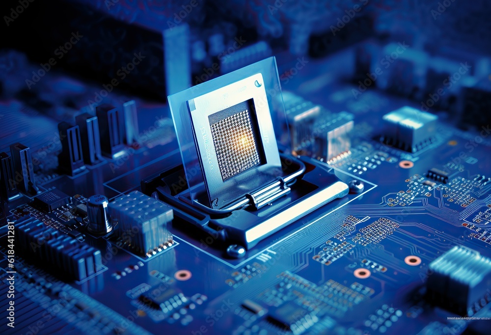 Engineer repairman computer unloads CPU microprocessor to motherboard ...