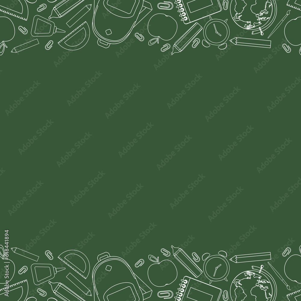 Image of school themed pattern blackboard chalk writing back to school school supplies flat format illustration Image of school themed pattern blackboard chalk writing back to school school supplies flat format illustration