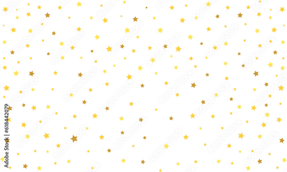 Seamless stars background. Gold stars pattern. Yellow glitter confetti.