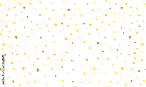 Abstract stars background. Gold stars pattern. Yellow glitter confetti.