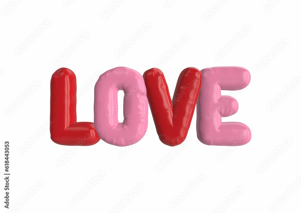 3D rendering of a Love writing icon on white background 3D rendering of a Love writing icon on white background