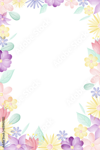 Blossoms collection. Watercolor flower and floral geometric frame  4 © Ekaterina