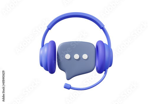 3D call center customer service icon helpdesk chat phone contact bubble social media on isolated background. Support consultant talk concept. minimal cartoon cute smooth. 3d render illustration