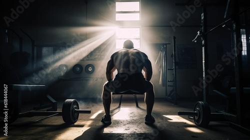 AI generated illustration of a man in the gym standing in front of the window