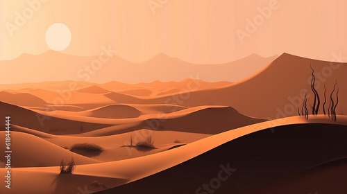 Minimalistic Orange Desert Illustration AI Generated