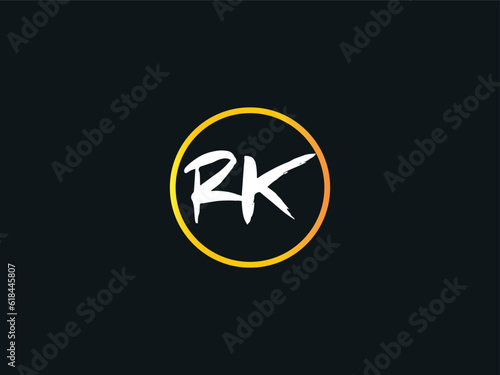 RK, rk Brush Logo, Initial Rk Brush Letter Logo Icon Design photo