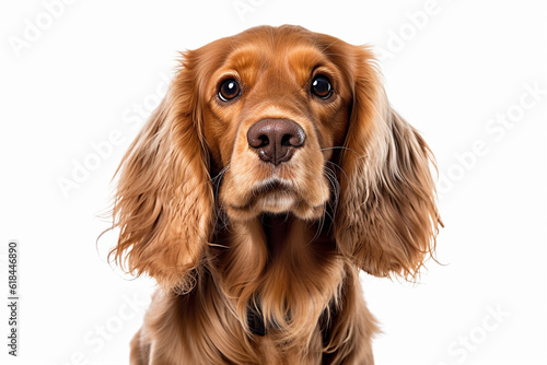 Portrait of Cocker Spaniel dog on white background