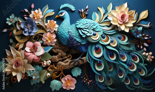 Peacock paper quilling