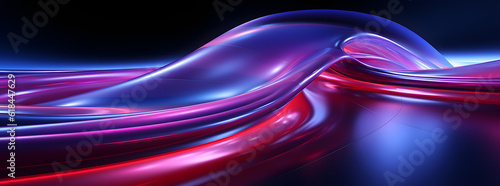 Light train motion illustration with dark background and neon and pink lights, sinuous lines and light violet and crimson, abstraction background création.