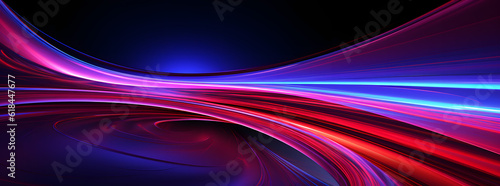 Light train motion illustration with dark background and neon and pink lights  sinuous lines and light violet and crimson  abstraction background cr  ation.