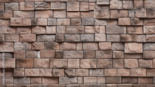 Light brown brick wall texture background. Brickwork and stonework flooring interior rock old pattern design