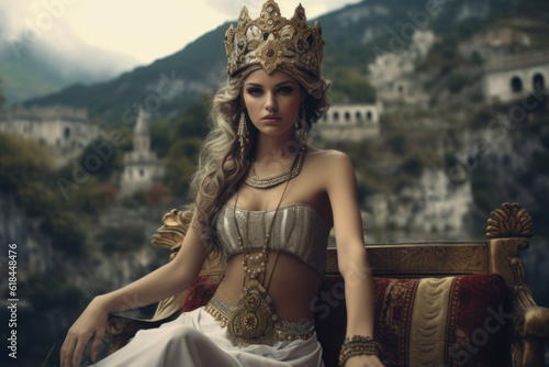 Fictional queen of Albania on Albanian background