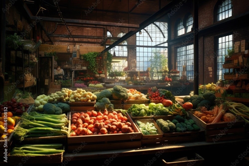 a market filled with lots of vegetables and fruit pieces on display a market filled with lots of vegetables and fruit pieces on display