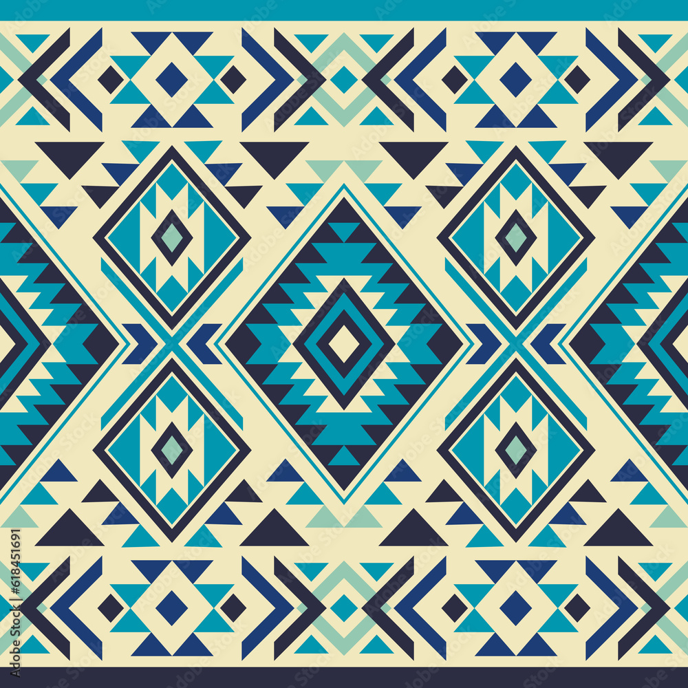 Aztec motif tribal ethnic seamless blue pattern. Navajo decoration symbol. Ethnic ornament. Aztec motif tribal ethnic seamless blue pattern. Navajo decoration symbol. Ethnic ornament.