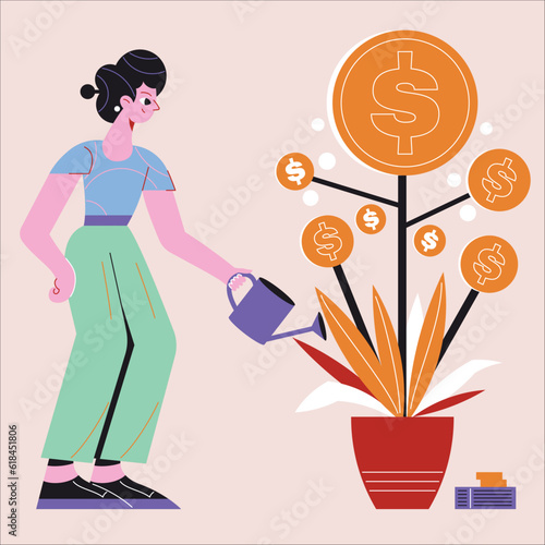 International crowdfunding money raising, growing wealth or being rich from pension or mutual fund, stock market return, money or financial success concept.