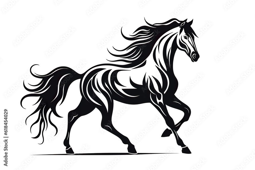 Horse black line stencil isolated on white background PNG Horse black line stencil isolated on white background PNG