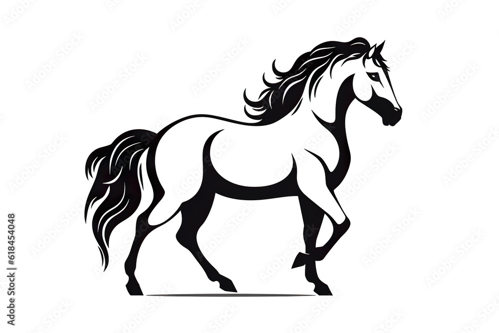 Horse black line stencil isolated on white background PNG Horse black line stencil isolated on white background PNG